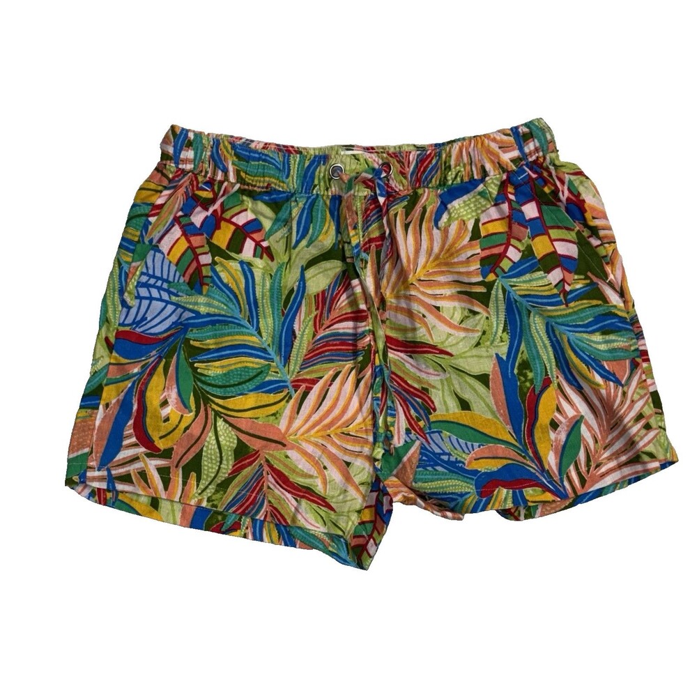 C&C California Womens Linen Drawstring Tropical Summer Shorts Size Large